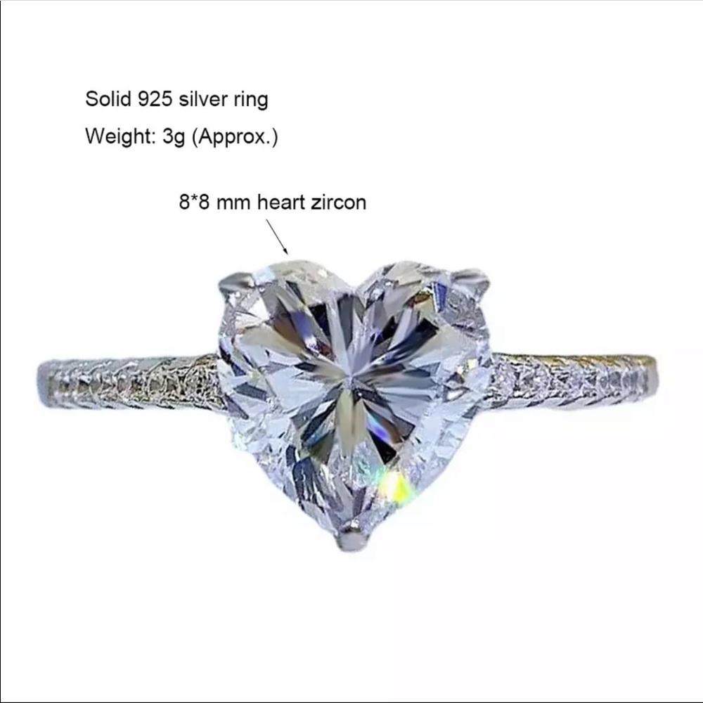 🌟Romantic Heart Shaped Sterling Silver Ring - Picture 3 of 5